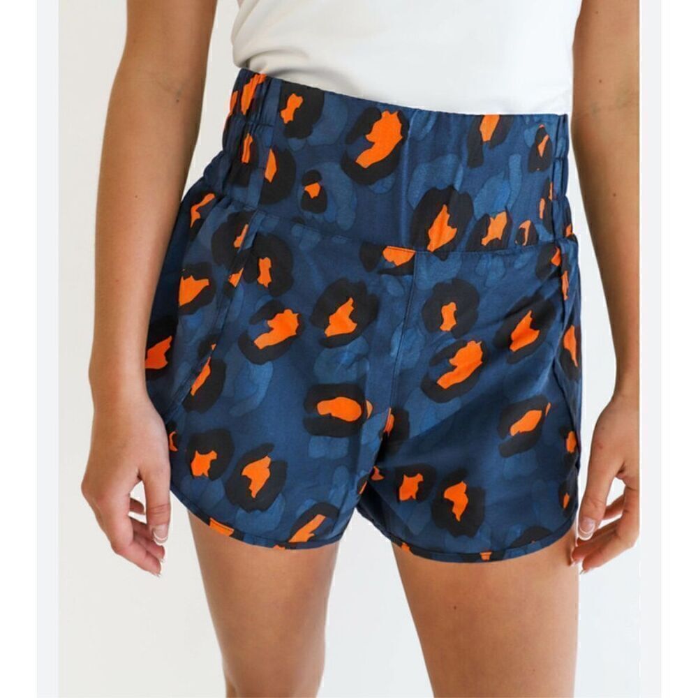 Mono B cheetah animal print active running shorts M new